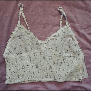 White Crop Tank - Floral Shine